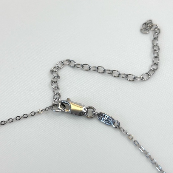 925 Sterling Silver and 8 CZ Crystal Necklace 18” with Extender 3” - Picture 2 of 12